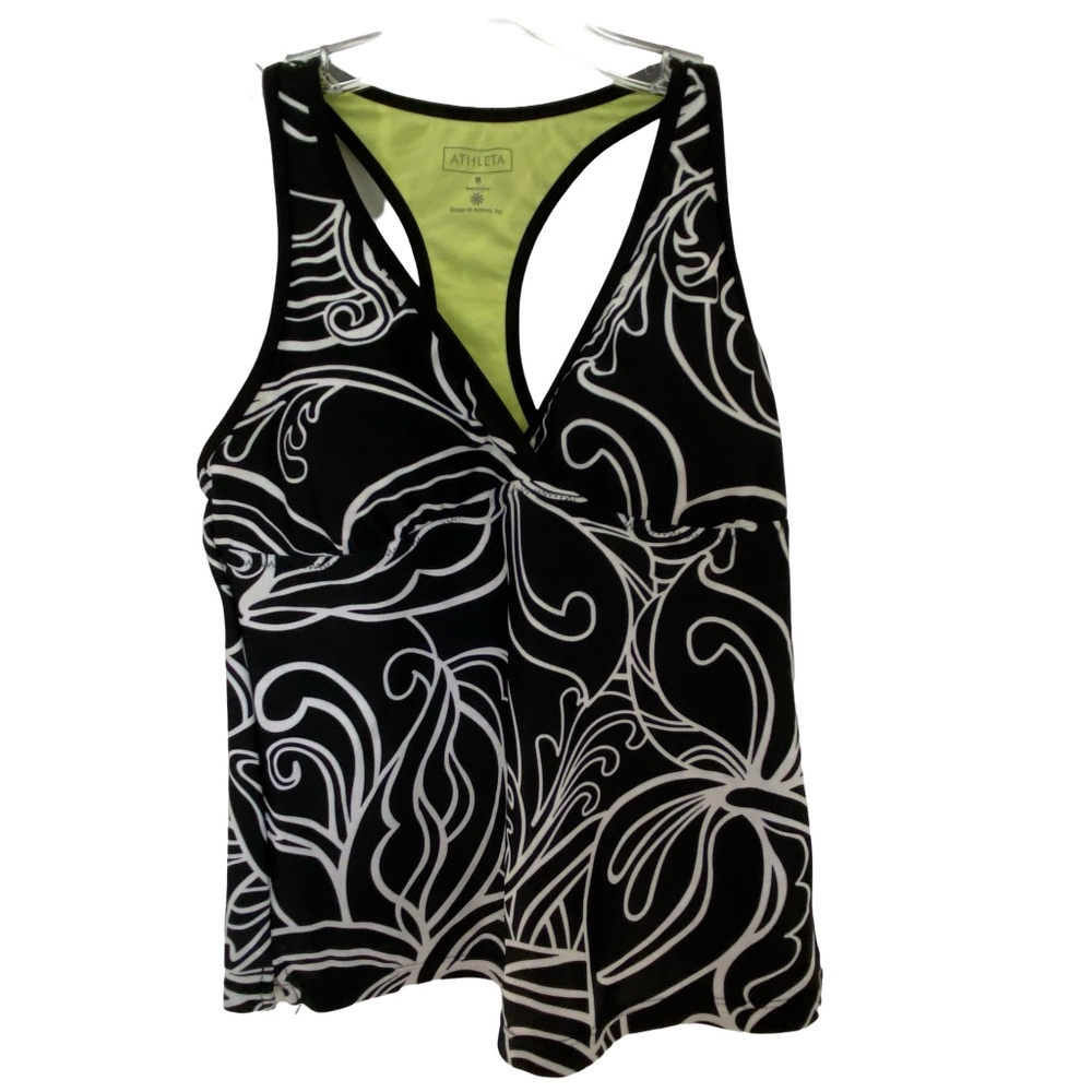Athleta Womens Tank V-Neck Padded Bra Swim Beach Tankini. Sz-M